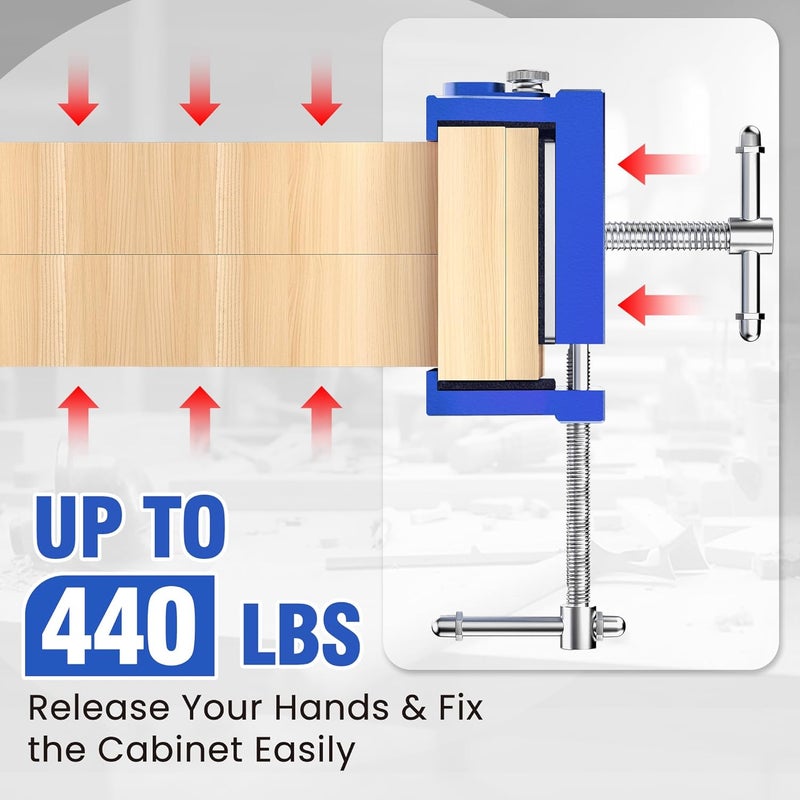 ECY Cabinet Clamps 2 Pack - Cabinet Face Frame Alignment Tool，Anodized Aluminum Alloy, Professional Installation Clamps for Woodworking & DIY Projects​ (Blue) - Image 3